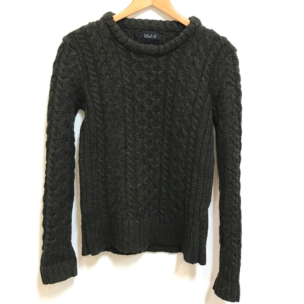 Howlin’ Made in Ireland 🇮🇪 Green Wool Aran Sweater (Lg)